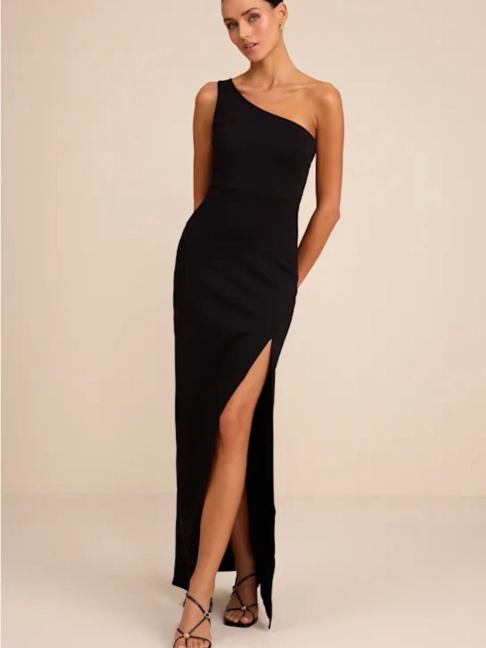 Lulus Good Times Only Black One-Shoulder Maxi Dress